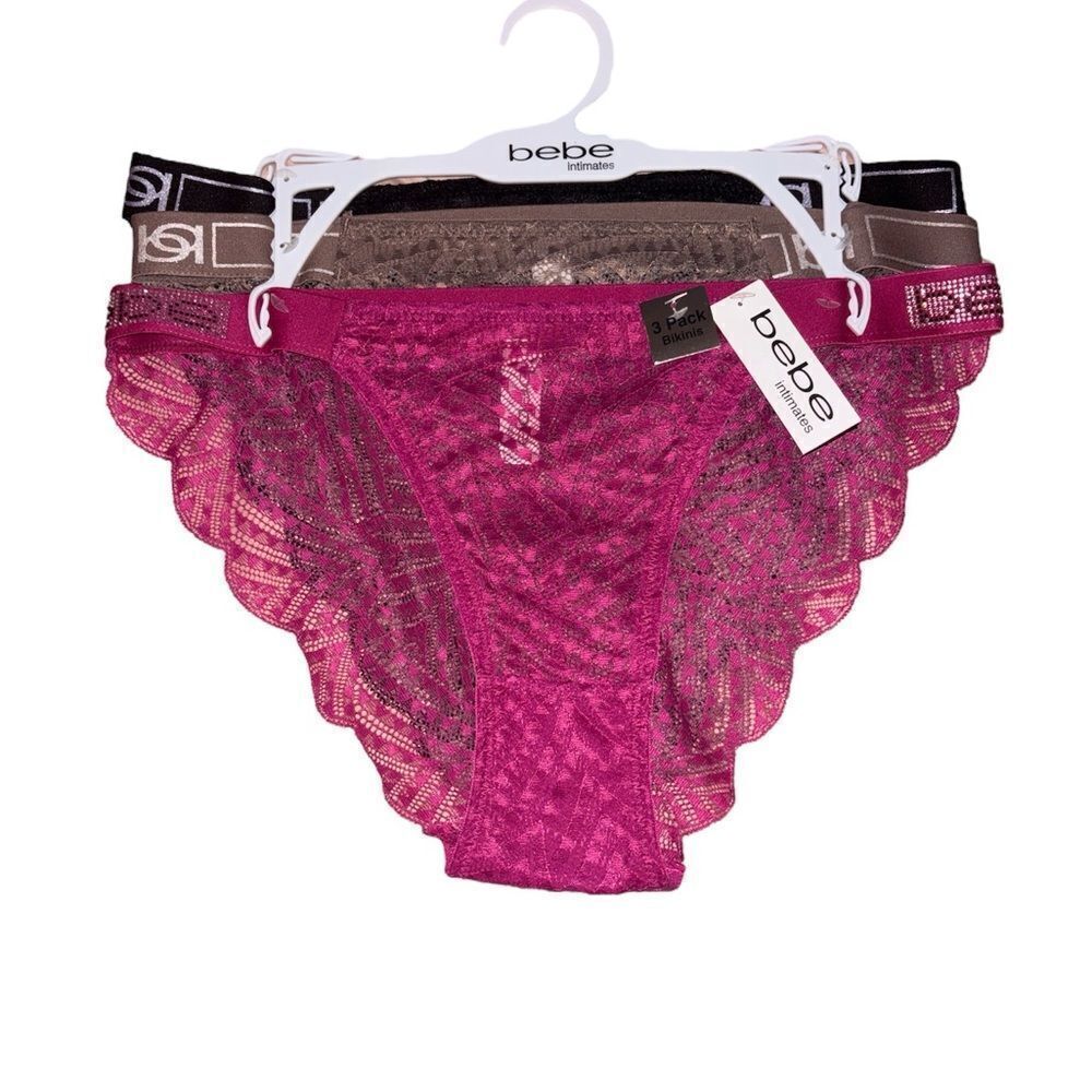 Bebe Lace and Rhinestone Embellished Lingerie Set